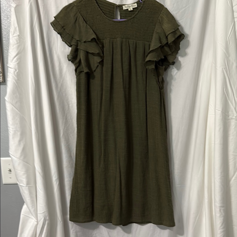 Indigo Rose Olive Textured Dress